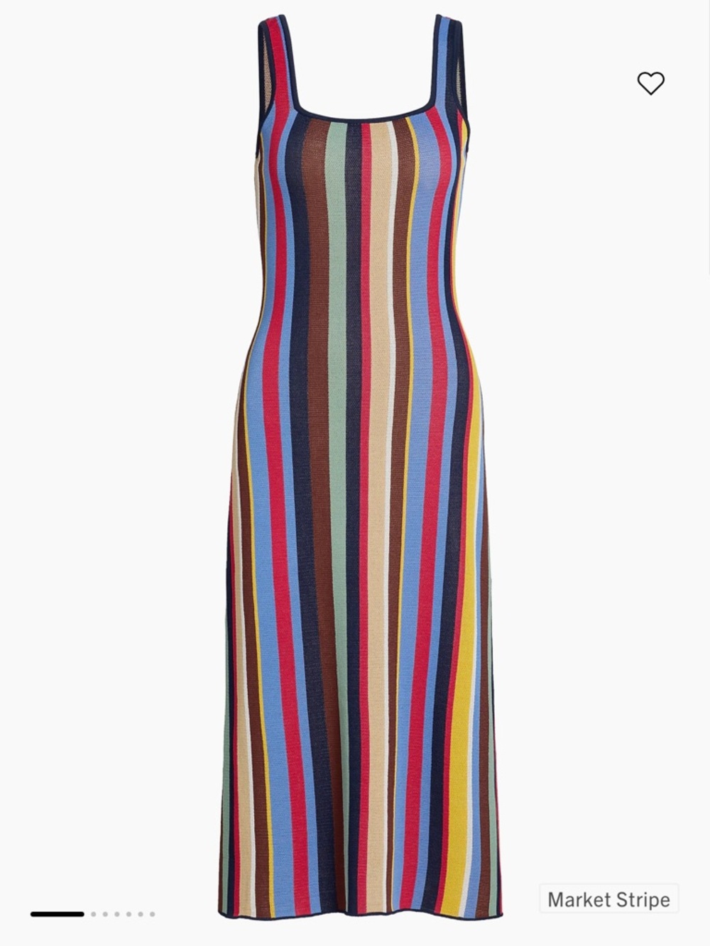 STAUD Katie Striped Midi Dress - Red, brown, Yellow, Blue